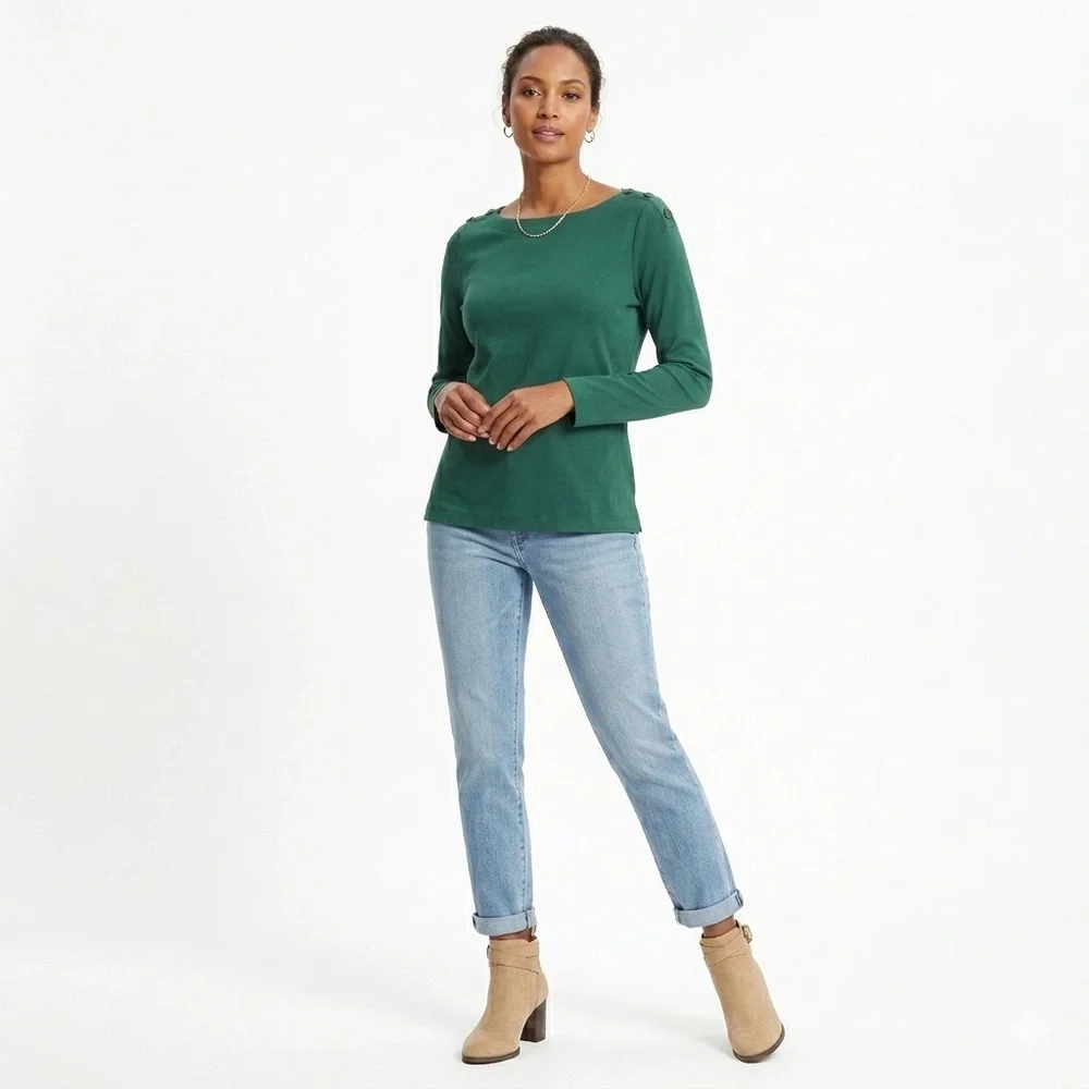 J Jill Top Blouse Womens XSmall Grenn Ponte Round Neck Long Sleeve Knit… - Picture 1 of 16